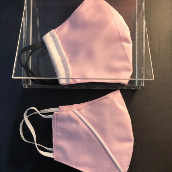 Couple Face Masks - Pleated And Plain - Pink - Set Of 2